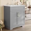 Modern 30-inch Gray Wood Finish Bathroom Vanity with White Ceramic Sink