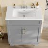 Modern 30-inch Gray Wood Finish Bathroom Vanity with White Ceramic Sink