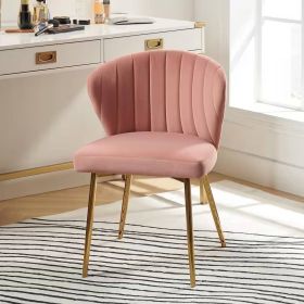 Pink Wingback Accent Side Chair with Gold Metal Legs