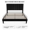 Queen size Black Velvet Upholstered Platform Bed Frame with Headboard