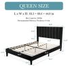 Queen size Modern Black Velvet Upholstered Platform Bed with Headboard