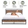 Queen Modern Metal Platform Bed Frame with Wood Headboard Footboard