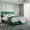 Queen size Green Velvet Upholstered Platform Bed Frame with Headboard