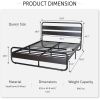 Queen Metal Frame Platform Bed with Black Wood Panel Headboard