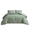 Oversized Queen Sage Microfiber 3-Piece Comforter Set with Ruffled Edge Trim