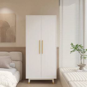 Mid-Century 2-Door Bedroom Armoire in White