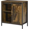 Farmhouse Cabinet Sideboard with Sliding Door in Rustic Brown