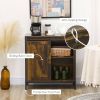 Farmhouse Cabinet Sideboard with Sliding Door in Rustic Brown