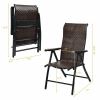 Outdoor Heavy Duty Dark Brown Rattan Folding Patio Chair