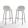 Modern Low Back Barstool with Black Metal Frame and Beige Linen Seat