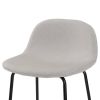 Modern Low Back Barstool with Black Metal Frame and Beige Linen Seat