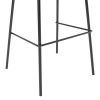 Modern Low Back Barstool with Black Metal Frame and Beige Linen Seat