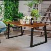 Modern Indoor Outdoor Metal Frame Wood Top Patio or Kitchen Dining Table