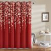 Floral Shower Curtain in Red White and Flowers Vines