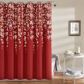 Floral Shower Curtain in Red White and Flowers Vines