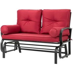 Patio Rocking Loveseat with Red Cushions