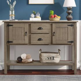 Farmhouse Cabinet with Storage Drawers in Rustic Taupe