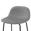 Modern Low Back Barstool with Black Metal Frame and Grey Linen Seat