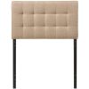 Twin size Modern Beige Tan Taupe Fabric Tufted Upholstered Headboard