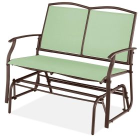 Patio Loveseat Swing Glider Rocker with Armrests in Sage