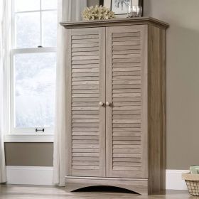 Farmhouse Armoire w/ Louver Doors in Light Brown Wood Finish