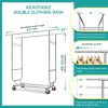 Heavy Duty Double Bar Clothes Garment Rack on Wheels - 600 lbs Capacity