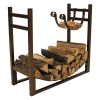 Bronze Metal Firewood Log Rack with Removeable Kindle Holder