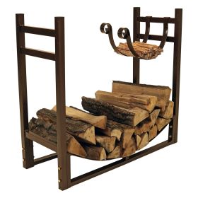 Bronze Metal Firewood Log Rack with Removeable Kindle Holder