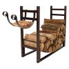 Bronze Metal Firewood Log Rack with Removeable Kindle Holder