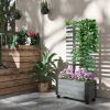 Modern Farmhouse Garden Bed Planter on Wheels with Trellis in Gray