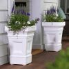 24 inch High Self Watering Planter Box in White Plastic Resin