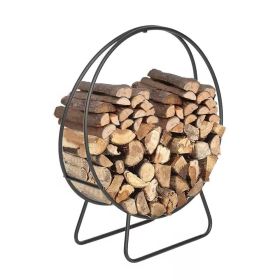 Round Black Powder-Coated Steel Firewood Log Rack