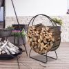 Round Black Powder-Coated Steel Firewood Log Rack