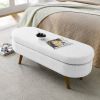 Modern Boho Style White Linen Storage Bench