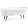 Modern Boho Style White Linen Storage Bench