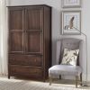 Brown Espresso Wood Bedroom Armoire with Hanging Bar