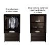 Brown Espresso Wood Bedroom Armoire with Hanging Bar