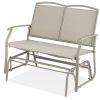 Patio Loveseat Swing Glider Rocker with Armrests in Taupe