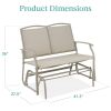 Patio Loveseat Swing Glider Rocker with Armrests in Taupe