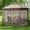 10 x 12 Ft Gazebo with Mosquito Net Sidewalls and Brown Canopy