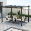 Modern 10 x 12 Ft Pergola Gazebo with Retractable Beige Canopy