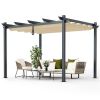 Modern 10 x 12 Ft Pergola Gazebo with Retractable Beige Canopy