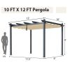 Modern 10 x 12 Ft Pergola Gazebo with Retractable Beige Canopy