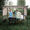 10 x 10 Ft Metal Frame Pergola Gazebo with Beige Canopy