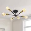 Mid-Century Sputnik Style 6-Light Black Gold Ceiling Light