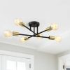 Mid-Century Sputnik Style 6-Light Black Gold Ceiling Light