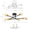 Mid-Century Sputnik Style 6-Light Black Gold Ceiling Light