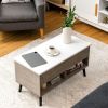 Mid-Century Lift-Top Coffee Table in Grey Wood White Top Finish