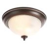 Round 11-inch Bronze Finish Ceiling Light with Frosted Glass Shade