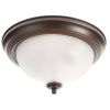 Round 11-inch Bronze Finish Ceiling Light with Frosted Glass Shade